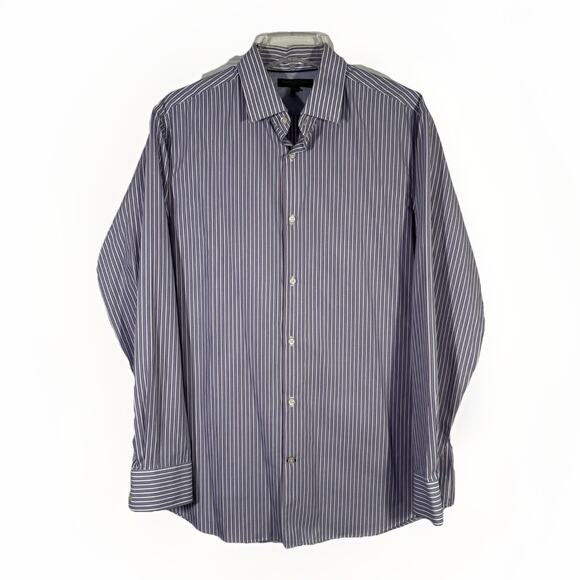Mens Size L Banana Republic No Iron Tailored Blue Striped Button Up Shirt - Picture 2 of 8